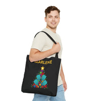 Load image into Gallery viewer, "Pickleball Christmas Tree" 2 - Canvas Tote 18" x 18" - PERSONALIZED