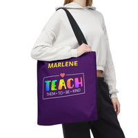 Load image into Gallery viewer, "Teach Them To Be Kind" 2 - Canvas Tote 18" x 18" - PERSONALIZED