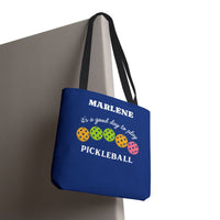 Load image into Gallery viewer, "It's A Good Day To Play Pickleball" 2 - Canvas Tote 18" x 18" - PERSONALIZED
