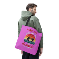 Load image into Gallery viewer, "That's What I Do I Play Pickleball and I Know Things" 2 - Canvas Tote 18" x 18" - PERSONALIZED