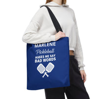 Load image into Gallery viewer, "Pickleball Makes Me Say Bad Words" 1 - Canvas Tote 18" x 18" - PERSONALIZED