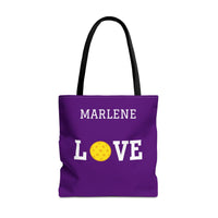Load image into Gallery viewer, "LOVE Pickleball" 1 - Yellow - Canvas Tote 18" x 18" - PERSONALIZED