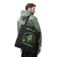 Load image into Gallery viewer, "It's A Good Day To Play Pickleball" 5 - Canvas Tote 18" x 18" - PERSONALIZED