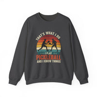 Load image into Gallery viewer, "That's What I Do I Play Pickleball and I Know Things" 1 - Gildan 18000 Crewneck Sweatshirt