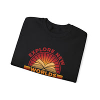 Load image into Gallery viewer, "Explore New Worlds READ" - Gildan 18000 Crewneck Sweatshirt