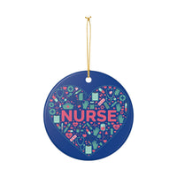 Load image into Gallery viewer, "Nurse" Heart Tools Ceramic Ornament 2 — Single‑Sided Nurse Gift &amp; Stocking Stuffer (Printed on Demand)