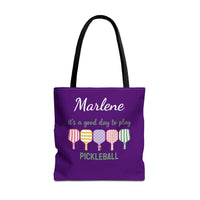 Load image into Gallery viewer, "It's A Good Day To Play Pickleball" 1 - Canvas Tote 18" x 18" - PERSONALIZED