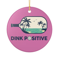 Load image into Gallery viewer, "Dink Positive" 3 - 3 Inch Ceramic Pickleball Ornament Tropical Paddle Gift