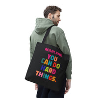 Load image into Gallery viewer, "You Can Do Hard Things" 2 - Canvas Tote 18" x 18" - PERSONALIZED