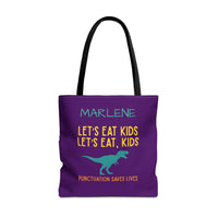 Load image into Gallery viewer, "Let's Eat Kids. Let's Eat, Kids." 1 - Canvas Tote 18" x 18" - PERSONALIZED