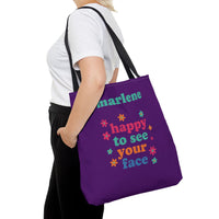 Load image into Gallery viewer, "Happy To See Your Face" 1 - Canvas Tote 18" x 18" - PERSONALIZED