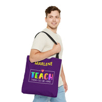 Load image into Gallery viewer, "Teach Them To Be Kind" 2 - Canvas Tote 18" x 18" - PERSONALIZED