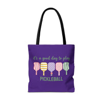 Load image into Gallery viewer, "It's A Good Day To Play Pickleball" 1 - Canvas Tote 18" x 18"