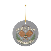 Load image into Gallery viewer, "North Pole Pickleball Club Serving Up Christmas Cheer" 2 - 3 inch ceramic ornament pickleball gift