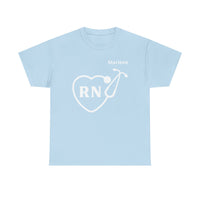 Load image into Gallery viewer, "RN Stethoscope Heart" 1 - Gildan 5000 Heavy Cotton Tee - PERSONALIZED