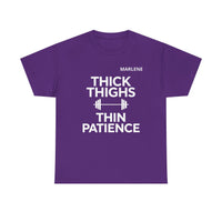 Load image into Gallery viewer, "Thick Thighs, Thin Patience" 2 - Gildan 5000 Heavy Cotton Tee - PERSONALIZED