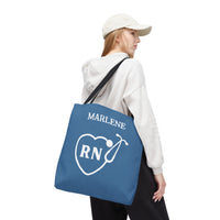 Load image into Gallery viewer, "RN Stethoscope Heart" 1 - Canvas Tote 18" x 18" - PERSONALIZED