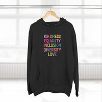 Load image into Gallery viewer, "Kindness Equality Inclusion Diversity Love" 1 - Lane Seven LS14001 Premium Hooded Sweatshirt