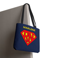 Load image into Gallery viewer, "RN Superhero Shield" 1 - Canvas Tote 18" x 18" - PERSONALIZED