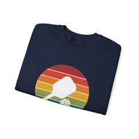 Load image into Gallery viewer, "Pickleball Paddle Ball Retro Circle" 1 - Gildan 18000 Crewneck Sweatshirt
