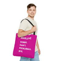 Load image into Gallery viewer, "Can't Pickleball" 3 - Sorry Can't Pickleball Bye - Canvas Tote 18" x 18" - PERSONALIZED
