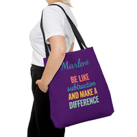 Load image into Gallery viewer, "Be Like Subtraction and Make a Difference" - Canvas Tote 18" x 18" - PERSONALIZED