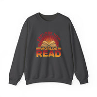 Load image into Gallery viewer, "Explore New Worlds READ" - Gildan 18000 Crewneck Sweatshirt