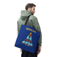 Load image into Gallery viewer, "Pickleball Christmas Tree" 1 - Canvas Tote 18" x 18" - PERSONALIZED