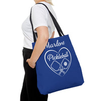 Load image into Gallery viewer, "Pickleball With Heart" 3 - Canvas Tote 18" x 18" - PERSONALIZED