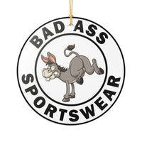 Load image into Gallery viewer, "Bad Ass Sportswear" 1 Single‑Sided Ceramic Ornament — Kicking Donkey Logo | Funny Gag Gift &amp; Stocking Stuffer (POD)