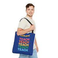 Load image into Gallery viewer, "Teach" Repeat 1 - Canvas Tote 18" x 18" - PERSONALIZED