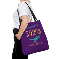 Load image into Gallery viewer, "Let's Eat Kids. Let's Eat, Kids." 1 - Canvas Tote 18" x 18" - PERSONALIZED