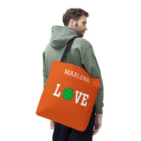 Load image into Gallery viewer, "LOVE Pickleball" 1 - Green - Canvas Tote 18" x 18" - PERSONALIZED