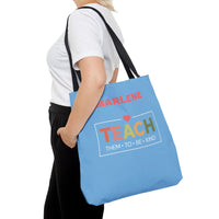 Load image into Gallery viewer, "Teach Them To Be Kind" 1 - Canvas Tote 18" x 18" - PERSONALIZED