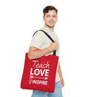 Load image into Gallery viewer, "Teach Love Inspire" 1 - Canvas Tote 18" x 18"