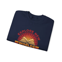 Load image into Gallery viewer, "Explore New Worlds READ" - Gildan 18000 Crewneck Sweatshirt