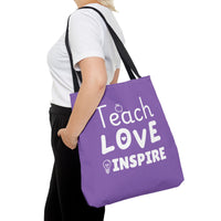 Load image into Gallery viewer, "Teach Love Inspire" 3 - Canvas Tote 18" x 18"