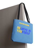 Load image into Gallery viewer, "Believe In Yourself BE YOU" 5 - Canvas Tote 18" x 18" - PERSONALIZED