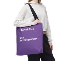 Load image into Gallery viewer, "Can't Pickleball" 1 - I Can't I Have Pickleball - Canvas Tote 18" x 18" - PERSONALIZED