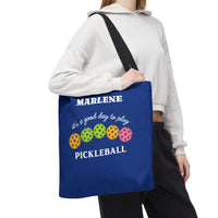 Load image into Gallery viewer, "It's A Good Day To Play Pickleball" 2 - Canvas Tote 18" x 18" - PERSONALIZED