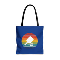 Load image into Gallery viewer, "Pickleball Paddle Ball Retro Circle" 1 - Canvas Tote 18" x 18"