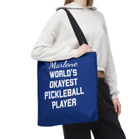 Load image into Gallery viewer, "World's Okayest Pickleball Player" 1 - Canvas Tote 18" x 18" - PERSONALIZED
