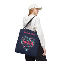 Load image into Gallery viewer, "Nurse Heart Tools" 2 - Canvas Tote 18" x 18" - PERSONALIZED