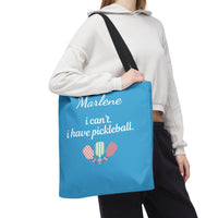 Load image into Gallery viewer, "Can't Pickleball" 4 - I Can't I Have Pickleball - Canvas Tote 18" x 18" - PERSONALIZED