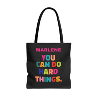 Load image into Gallery viewer, "You Can Do Hard Things" 2 - Canvas Tote 18" x 18" - PERSONALIZED