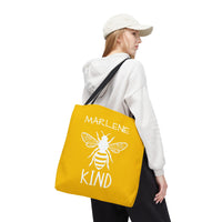 Load image into Gallery viewer, "Bee Kind" 2 - Canvas Tote 18" x 18" - PERSONALIZED