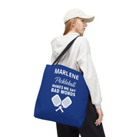 Load image into Gallery viewer, "Pickleball Makes Me Say Bad Words" 1 - Canvas Tote 18" x 18" - PERSONALIZED