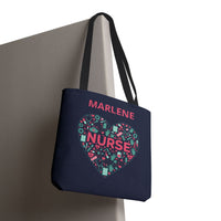 Load image into Gallery viewer, "Nurse Heart Tools" 2 - Canvas Tote 18" x 18" - PERSONALIZED