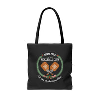 Load image into Gallery viewer, "North Pole Pickleball Club Serving Up Christmas Cheer" 1 - Canvas Tote 18" x 18"