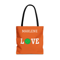 Load image into Gallery viewer, "LOVE Pickleball" 1 - Green - Canvas Tote 18" x 18" - PERSONALIZED